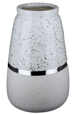 Keramik konische Vase "Algarve", weiß / grau / silberfarben, D14.5x22cm, von Gilde