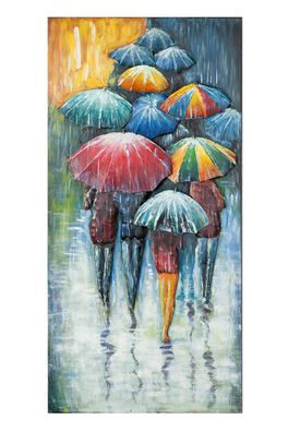 Metall Bild "Umbrella Meeting", 2,3x60x120 cm, Handarbeit, Unikat von Gilde