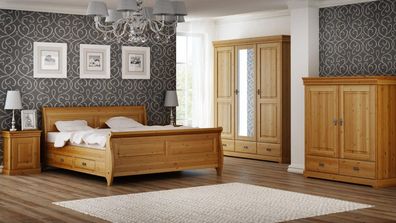 Design Schlafzimmer Garnituren Komplett Bett Kleiderschrank Nachttisch 5tlg. Set
