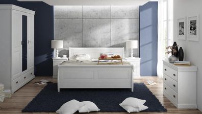 Möbel Schlafzimmer Set Design Bett 2x Nachttisch Kommode Kleiderschrank Neu 5tlg