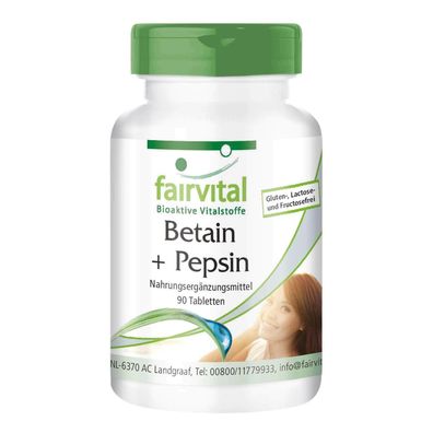 Betain + Pepsin 90 Tabletten, Bestandteile des Magensaftes - fairvital