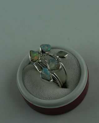 Opal Ring 925 Sterling Silber Größe 61 Opal aus Äthiopien rohe Opale
