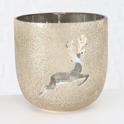 Windlicht / Vase "Rodan", 2er Set, aus lackiertem Glas, goldfarben, von Boltze,