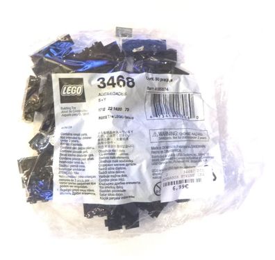 Lego 3468, 1 Beutel mit 50 Stück Steine schwarz 1/4, Neu