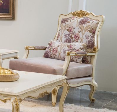 Luxus Möbel Design Sessel klassisches Design Thron Textil Wohnzimmer Einsitzer