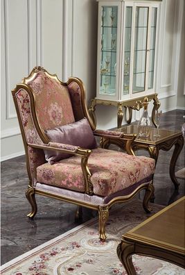 Luxus Möbel Design Sessel klassisches Design Einsitzer Textil Wohnzimmer Classic