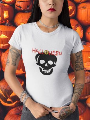 Bio Baumwolle Damen T-Shirt Halloween Horror Fasching Trick treat Kostüm