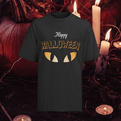 Happy Halloween Katzenaugen Herren T-Shirt Bio Baumwolle