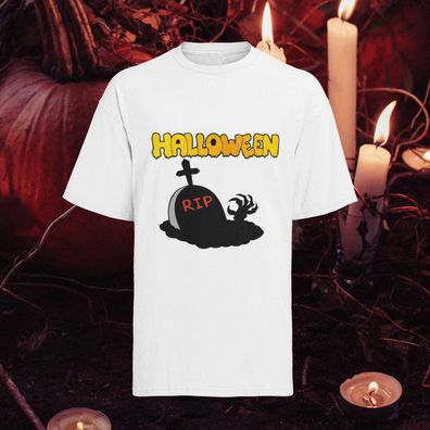 TOP Happy Halloween Grabstein RIP Herren T-Shirt Bio Baumwolle Kürbis