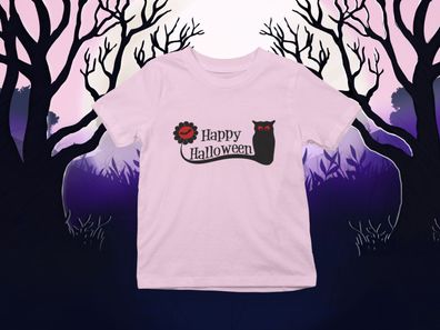 Kinder Bio Baumwolle Unisex T-Shirt Happy Halloween Kürbis Katze Monster!