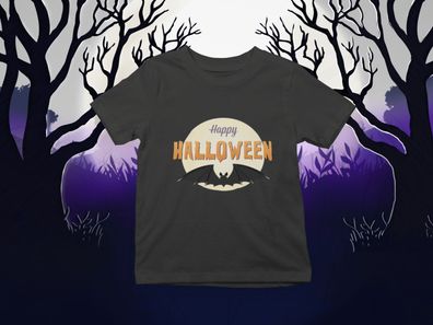 Kinder Bio Baumwolle Unisex T-Shirt Happy Halloween Kürbis Katze Monster !!
