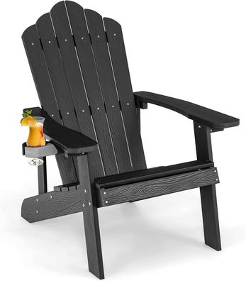 Adirondack Stuhl mit Getränkehalter, wetterfester Gartenstuhl, Gartensessel Terrasse