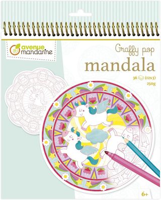 Avenue Mandarine GY071C Malbuch Graffy Pop Mandala, Zeichenpapier 250g, vorgestanz...