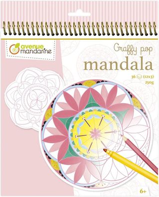 Avenue Mandarine GY027O Malbuch Graffy Pop Mandala, Zeichenpapier 250g, vorgestanz...