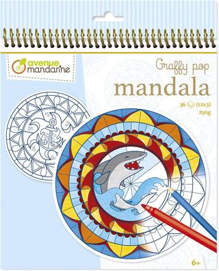 Avenue Mandarine GY028O Malbuch Graffy Pop Mandala, Zeichenpapier 250g, vorgestanz...