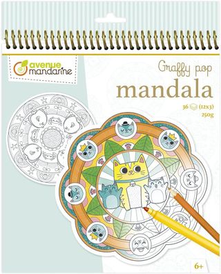 Avenue Mandarine GY030O Malbuch Graffy Pop Mandala, Zeichenpapier 250g, vorgestanz...