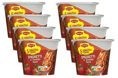 Maggi 5 Minuten Terrine Spaghetti Tomatensauce Fertiggericht Nudeln 8 x 63g