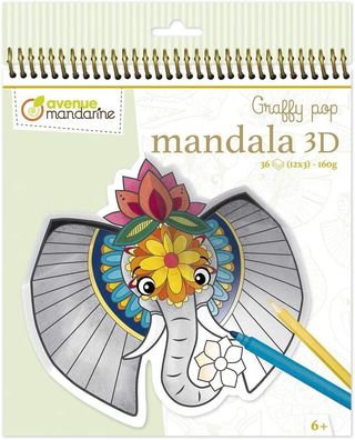 Avenue Mandarine GY106C Malbuch Graffy Pop Mandala, Zeichenpapier 250g, vorgestanz...