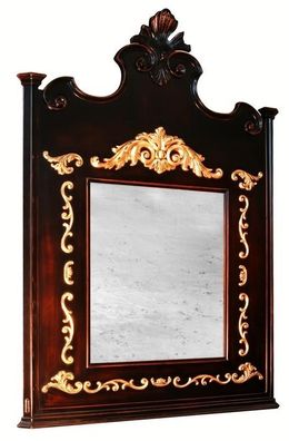 Echtes Holz Spiegel Holzrahmen Wandspiegel Braun Geschnitzt klassischer Spiegel