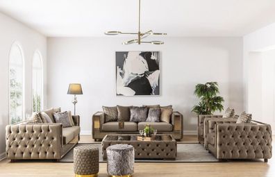 Sofagarnitur Chesterfield Set 3 + 3 + 1 + 1 Sitzer Sofa Couch Garnitur Design Couchen