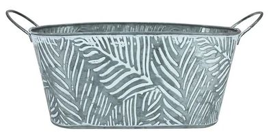 Livinja Pflanzschale DUBLIN Stahl Palmwedel-Optik grau 29 x 14 x 15 cm