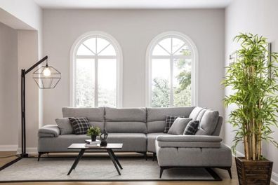 Ecksofa L Form Sofa Couch Design Couchen Polster Textil Neu Eck Garnitur Grau