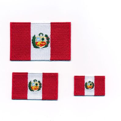 3 Peru Südamerika Lima Flaggen Flags Patches Edel Aufnäher Aufbügler Set 0958