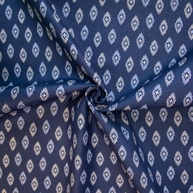 Baumwollpopeline - dunkelblau - Grafisches Muster mit Kreuzen - Patchworkstoff ...