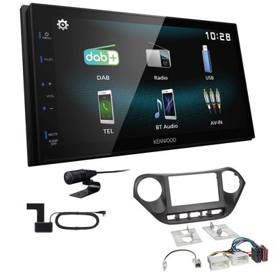 Kenwood 2-DIN Digital Autoradio DAB+ Bluetooth für Hyundai i10 ab 2013 schwarz