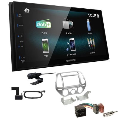 Kenwood 2-DIN Digital Autoradio DAB+ Bluetooth für Hyundai i20 2012-2014 silber