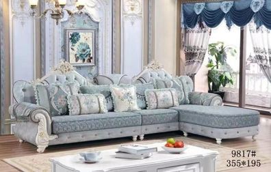 Ecksofa L-Form Textil Luxus Sofa Wohnlandschaft Blau Couchen Möbel