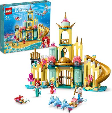 LEGO 43207 Disney Arielles Unterwasserschloss, Geschenkidee für Mädchen und Jungen...