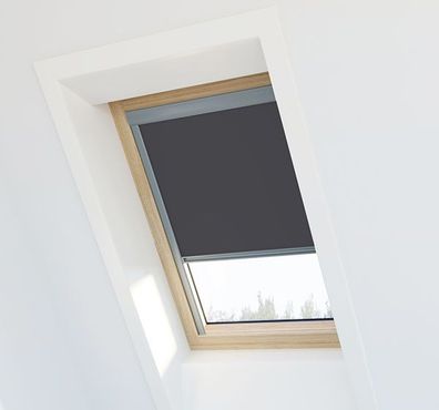 Anthrazitgraues Verdunkelungsrollo für Velux ® Dachfenster - SK08 - Weißer Rahmen