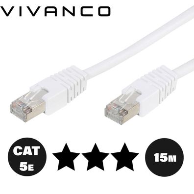 Vivanco 15 CAT 5e Ethernet Netzwerkkabel Patchkabel Gigabit Lan Kabel RJ-45 STP