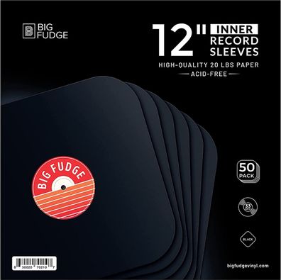 Big Fudge Schallplatten LPs Innenhüllen Schwarze Sonderedition 12 Zoll 50 Stück