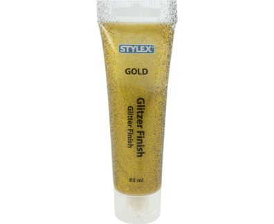 Stylex 28609 Glitzer Finish Gold - Klebstoff mit Glitzerpatikeln goldfarben 83 g Tube