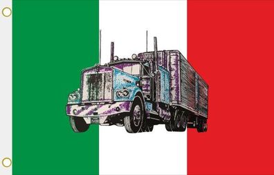 Fahne Flagge Italien mit Truck Hissflagge 90 x 150 cm