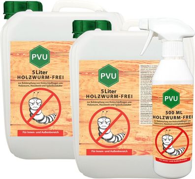 PVU 2x5L + 500ml Anti Holzwurm Tod Spray Mittel Abwehr Gift Insekten Bekämpfen frei