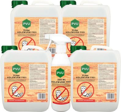 PVU 4x5L + 500ml Anti Holzwurm Tod Spray Mittel Abwehr Gift Insekten Bekämpfen frei