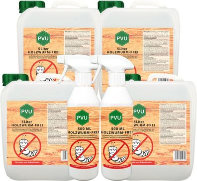 PVU 4x5L + 2x500ml Anti Holzwurmmittel Tod Spray Abwehr Schutz Insekten Bekämpfen