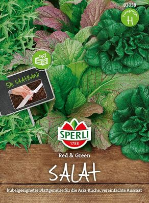 Salatmischung Asia Red & Green Mischung, Saatband 5m