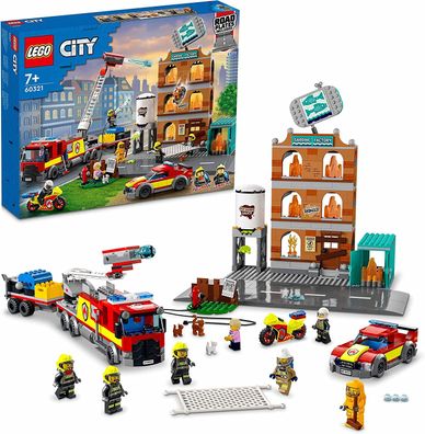 LEGO 60321 City Feuerwehreinsatz mit Löschtruppe, Feuerwehr-Spielzeug mit Feuerweh...