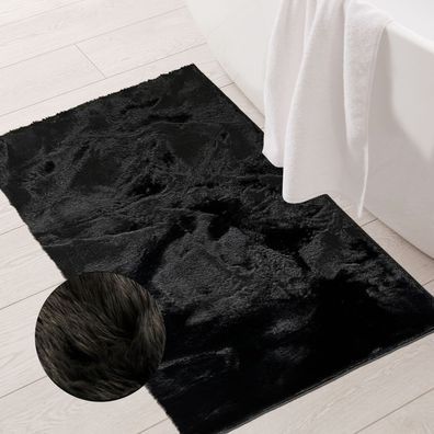 Luxuriöser weicher Edelteppich für Badezimmer in schwarz