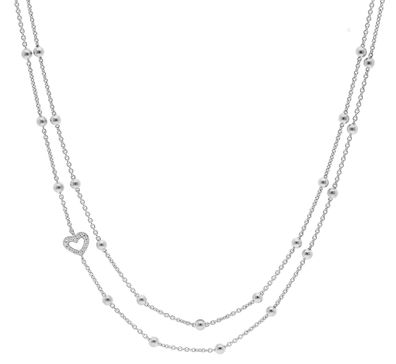 trendor Schmuck Damen-Collier 925 Silber Halskette Zweireihig 15137