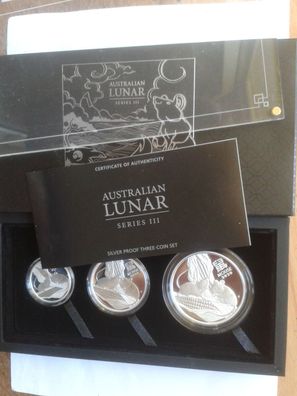 Original 1/2,1,2$ Dollars 2020 PP Australien 3er Lunar Maus 3,5 Unzen Silber Set