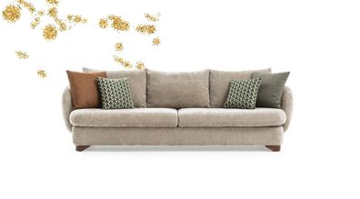 Sofa 3 Sitzer Polstersofa Grau Textill Sitz Design Stoff Modern Couch Sofas Neu