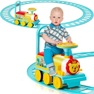 6V Kinder Aufsitz Lokomotive mit Bahn, Kinder Elektro Kinderauto mit Musik & Lichter