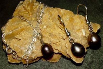 Silber Garnitur mit Tahiti Perle in Tropfenform (925 Silber) Neuware