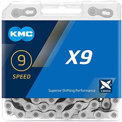 KMC Fahrrad Kette X9 silber 114 Glieder für 9-fach Nickel beschichtet