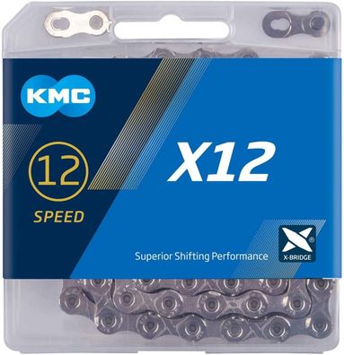 KMC Fahrrad Kette X12 silber für 12-fach 126-Glieder Nickel beschichtet